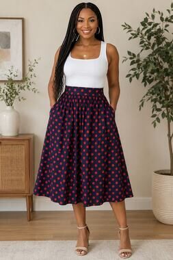 Tulip B Retro Rockabilly 50s Polka Dot Lightweight Midi Skirt Small